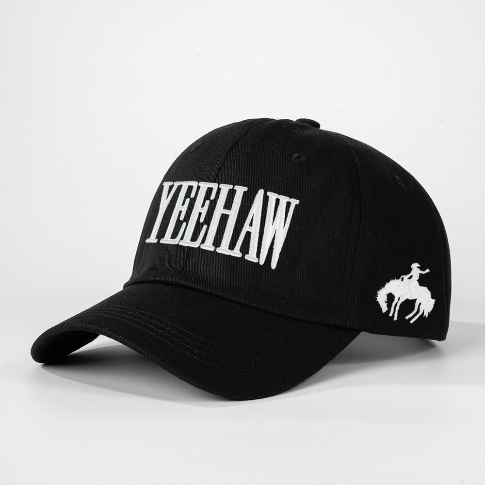 YEEHAW Black Embroidered Western Adjustable Baseball Cap